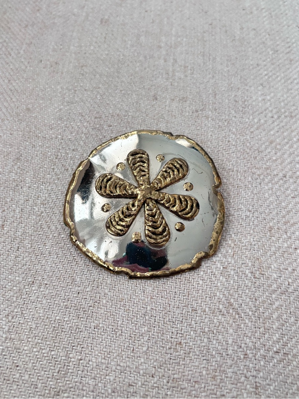 Mixed Metal Two-Toned Sand Dollar Convertible Brooch Pendant